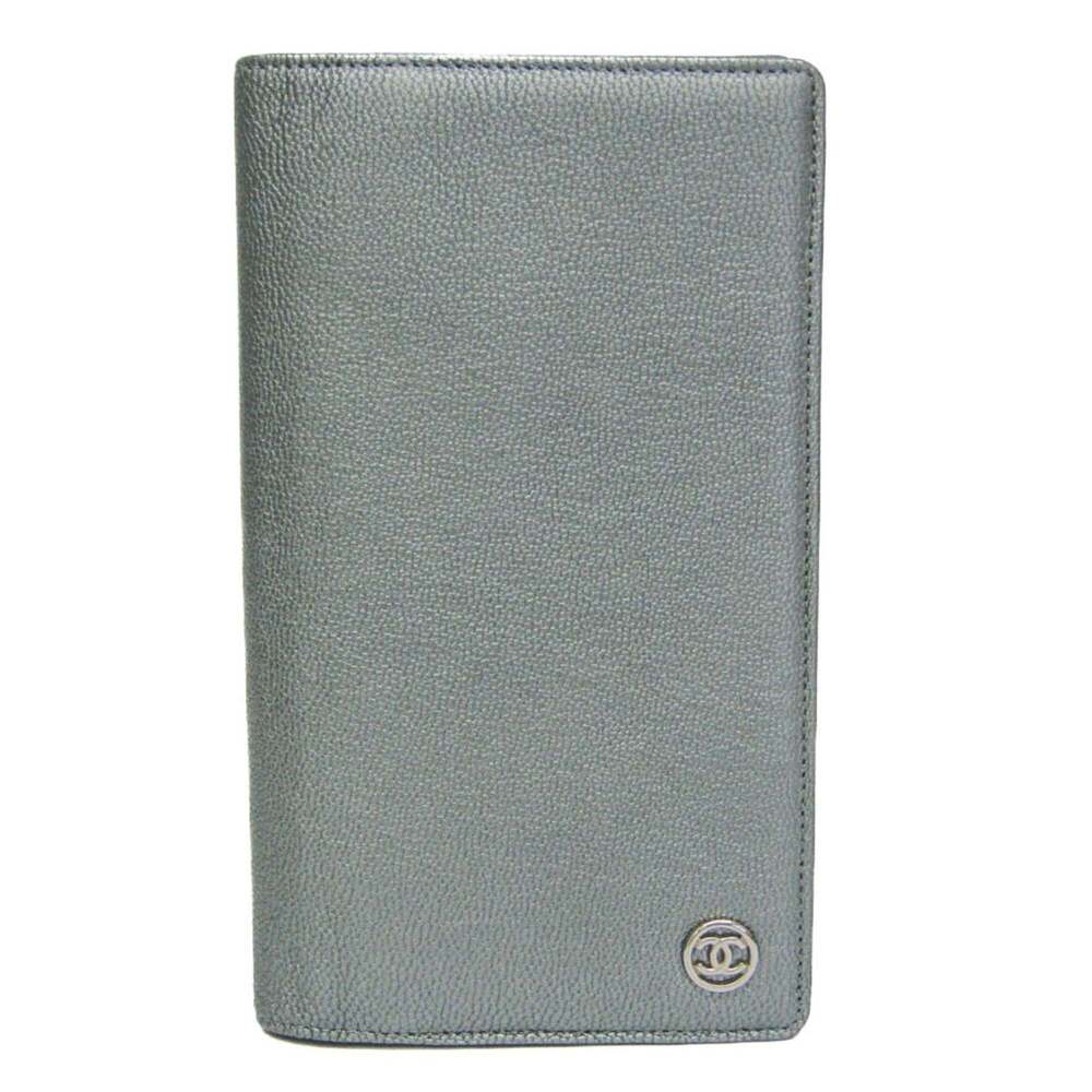 CHANEL Authentic Silver Leather Wallet